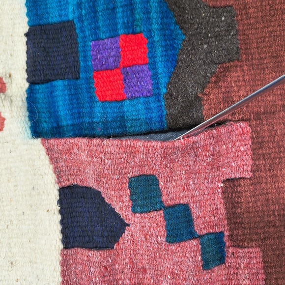 Vintage Southwestern Tapestry Wall Hanging Desert Pueblo Cactus Handwoven 38x28 - Picture 7 of 9